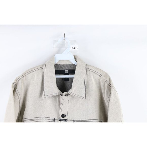 NOS Vtg 90s Marithe Francois Girbaud Mens Large Baggy Denim Trucker Jacket White - Picture 2 of 14